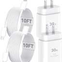 iPhone 16 15 Charger Fast Charging 30W USB C Charge Block Type C Charger with 10FT Long Cable Cord Compatible with iPhone 16 Pro Max/16 Plus/16 Pro/16/iPhone 15/15 Pro Max/15 Plus,iPad/Android Phone (10 FT, white)