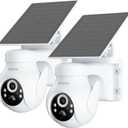 blurams 2K Solar Outdoor Camera Wireless, 360 PTZ Security Cameras Wireless Outdoor with Human Auto Tracking, R/Color Night Vision, Battery Powered, Compatible with Alexa, 2.4GHz Only, 2Pack