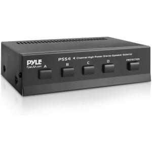 Pyle 4-Zone Speaker Switch Selector - Premium Distribution Box with A/B/C/D Switches for Multi-Channel High-Powered Stereo Amp - Supports 4 Pairs of Speakers - PSS4