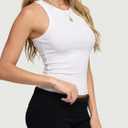 Women's Ribbed Tank Top - Fitted Sleeveless Camisole, Soft Stretchy Summer Basic, Casual Slim Fit Daily Wear (White, L)