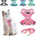 Halypet Cat Harness and Leash Set[MAX Safety 4th-Gen] Cute Escape Proof Vest Harness for Girl&Boy Cat Walking, Comfortable Adjustable Leash and Reflective Strips for Outdoor Kitten, S Pink Unicorn (Small (7-12lb))