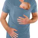 Baby Carrier Shirt V Neck Short Sleeve T-Shirts Skin to Skin T-Shirt with Pocket, Size XL