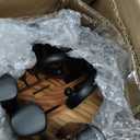 OOU Kitchen Knife Block Set - 15 Pieces High Carbon Stainless Steel Chef Knife Sets, Anti-Rust Black Knives Set with Built-in Sharpener Block, Brown