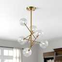 KCO Lighting Modern Sputnik Chandeliers 6 Light Bubble Chandelier Lighting Clear Glass Globe Chandelier Mid Century Large Sputnik Ceiling Light Fixture for Kitchen Island Living Room