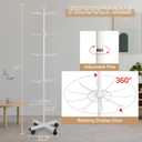 5-Tier Metal Spinning Display Stand Rack with Wheels, Keychain Jewelry Stocking Hat Display Stand, White