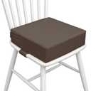 Toddler Booster Seat for Dining Table PU Washable Cushion with Double Safe Straps, Non-Slip Bottom, Portable Travel Booster Seat for Toddlers (Dark Brown)