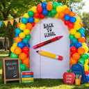 2 x Yaomiao 103 Pcs Notebook Arch Backdrop Cover Back to School Photo Decor Set | Includes 6.7 ft Round Top Arch Stand Covers Inflatable Crayon Pencil 100 Balloons for First Day of School Classroom Supplies