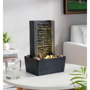 House Decorative Indoor Fountain Meditation Gurgling Water Fountain,Women Gift for Mom, Home/Office Decor with Led Light/Cobbles(180041A)