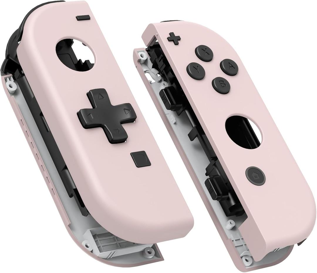eXtremeRate Cherry Blossoms Pink DIY Housing (D-Pad Version) with Full Buttons for Joycon Handheld Controller, Replacement Shell Case for Nintendo Switch & Switch OLED [Only the Shell, NOT the Joycon]