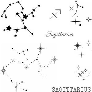 WEEKINK Sagittarius Constellation Zodiac Star Temporary Tattoo – Celestial Symbol Fake Tattoos for Women, Birthday Gift, Realistic, Waterproof & Long Lasting for 2 Weeks, Pack 2