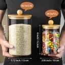 Glass Jar with Bamboo Lid Set of 2 (102 Oz/42 Oz), Airtight Storage Cookie Jar for Flour, Pasta, Candy, Dog Treats, Snacks, Glass Organization Canisters for Kitchen, Pantry & Bathroom