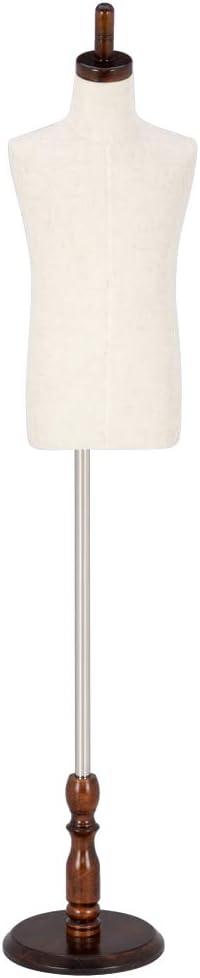 Bonnlo Upgraded Kid Dress Form, 5-6 Years Old, 7-8 Years Old, Toddler Mannequin Torse with Adjustable Rubber Wood Stand for Dress Jewelry Display (7-8 Years Old) (Beige)