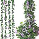 Mavee 28.8ft Artificial Wisteria Vine Garland (4x7.2ft), Silk Hanging Flowers Decor for Wedding Arch, Home Floral Arrangements - Lavender