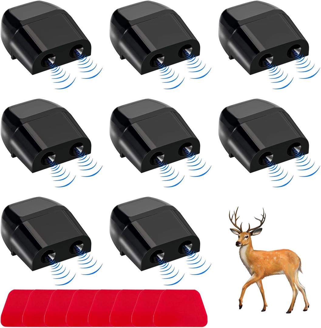 8 PCS Deer Whistles for Car, Auto Save a Deer Warning Device, Universal Deer Horn with Rubber Pads to Avoid Collision, Animal Alert Motorcycle Car Accessories (Black)