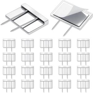 Amylove 20 Pcs Silver Cubicle Pins Partition Long Push Pins Fabric Clips Cubicle Name Plate Holders for Office Furniture Corkboard Fabric Mounting