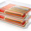 2PCS 6 Qt A4 Paper Storage Box Clear Plastic Case 9x13 Scrapbook Case Stackable Transparent File Box A4 Paper Storage Containers for Craft, Document, Photo, Book13.58" x 9.25" x2.75"