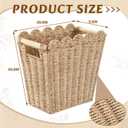 Scalloped Wicker Trash Can, 3.5 Gallons Small Bathroom Wastebasket, Rattan Paper Rope Waste Basket for Bedroom, Toilet, Narrow Garbage Can for Farmhouse Warming Home Kitchen(Nature)