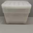 IRIS USA 51 L (54 QT) Plastic Storage Box with Lid and Latches - 4 Pack - BPA-Free, See-Through Organizing Solution, Durable Nestable Stackable Containers, Secure Pull Handle - Clear