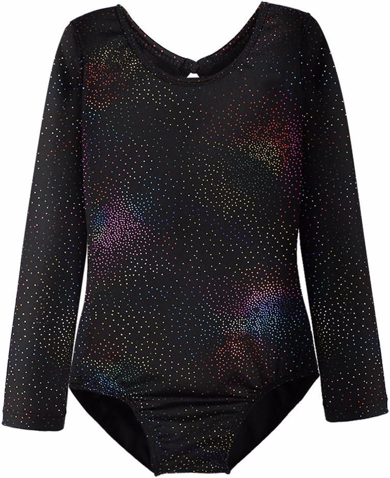 HOZIY Leotards for Girls Ballet Gymnastics Sleeveless Long Sleeve Colorful Sparkles Aqua Blue Pink Purple Solid (3-4T)