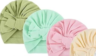 5 pcs Preemie Hats Cotton Preemie Caps Bows Turban Premature Baby Boys Girls Hospital NICU Hat