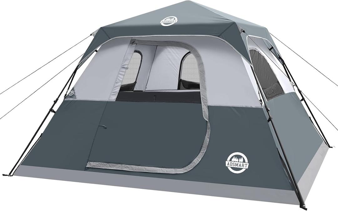 ADSMART Instant Tents for Camping 6 Person Tent Waterproof for Outdoor | Easy set up for hiking with rainfly carry bag for family camping tent, 10 ft x 9ft x 66 inch