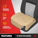 This product is a Motor Trend brand universal leatherette seat cushion designed for cars, trucks, and SUVs