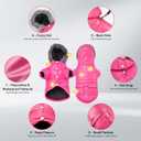 PETLESO Dog Coat for Small Dogs, Winter Dog Jacket Cold Weather Windproof Warm Puffer Jacket with Leash Hole, Button Fixable Hat, Pink XL