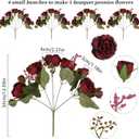 Artificial Peonies Silk Flowers, Burgundy Faux Peony Bouquet 4 Bundles Florals Arrangements for Farmhouse Home Boho Wedding Table Centerpiece, Fake Plastic Flowers Bulk for Vase Decoration (Burgundy)