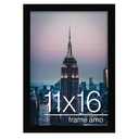 Frame Amo 11x16 Black Modern Picture or Poster Frame, 1 inch Wide Border, Smooth Wrap Finish, Acrylic Face