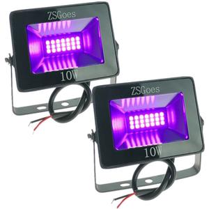 2 Pack 10W UV Ultraviolet Black Light 12V 24V Low Voltage for Halloween Blacklight Party, Stage Lighting, Fluorescent Body Paint, Glow in The Dark, Fishing, UV Glue Curing, Screen Printing