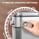 Electric Flat Burr Coffee Grinder, Coffee Grinder with 17 Grind Settings, Coffee Beans Grinder with Removable Burr, Large Capacity Bean Hopper & Compact Design for Home&Office