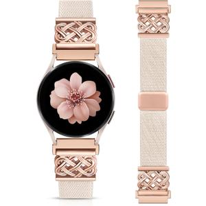 Minyee Magnetic Stretchy Band Compatible with Samsung Galaxy Watch 7/6/5/4/FE/Active 2 40mm 44mm/Watch 6 Classic 43mm 47mm/5 Pro 45mm Women Men,20mm Celtic Knot Soft Elastic Nylon Fabric Dressy Strap
