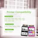 64XL Black and Color Ink Cartridge Replacement for HP Ink 64 64XL Ink Cartridges for 7858 7855 7800 7100 7120 7155 7158 7164 6255 6252 6232 Envy Inspire 7900e 7955e Tango X Printer