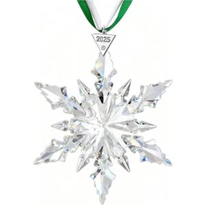 2025 Annual Christmas Ornaments Crystal Snowflake Star - Christmas Tree Ornaments Pendant Crystal Sun Catcher Home Hanging Decor (White 2025)