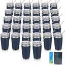 IEOVIEE 32 Pack 20oz Stainless Steel Insulated Bulk Tumblers with Lid&Straw
Double Wall Vacuum Insulated Travel Coffee Mug, Leak Proof Powder Coated Tumbler Bulk Cup for Cold&Hot Drinks(Navy Blue)