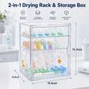 Clear Acrylic Baby Bottle Storage Organizer for Countertop Cabinet, 3 Tiers Adjustable Bottle Storage Station with 2 Removable Dividers & Magnetic Dustproof Door Baby Bottle Drying Rack Large