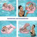 Mambobaby Float with Canopy Size Improved Non Inflatable Infant Baby Pool Float Smart Mambo Float Swim Trainer Add Tail Baby Swim Float Mambo Baby Float Solid Air Free Water Waist Swimming Ring, Pink And Blue, Pack of 2