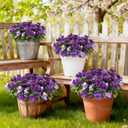 Hommyea Artificial Fake Flowers for Outdoor, 8 Bundles Faux Plants Silk Flowers Spring Decoration UV Resistant No Fade Plastic Flowers for Outside Planters Home Porch Patio Yard Garden Decor
