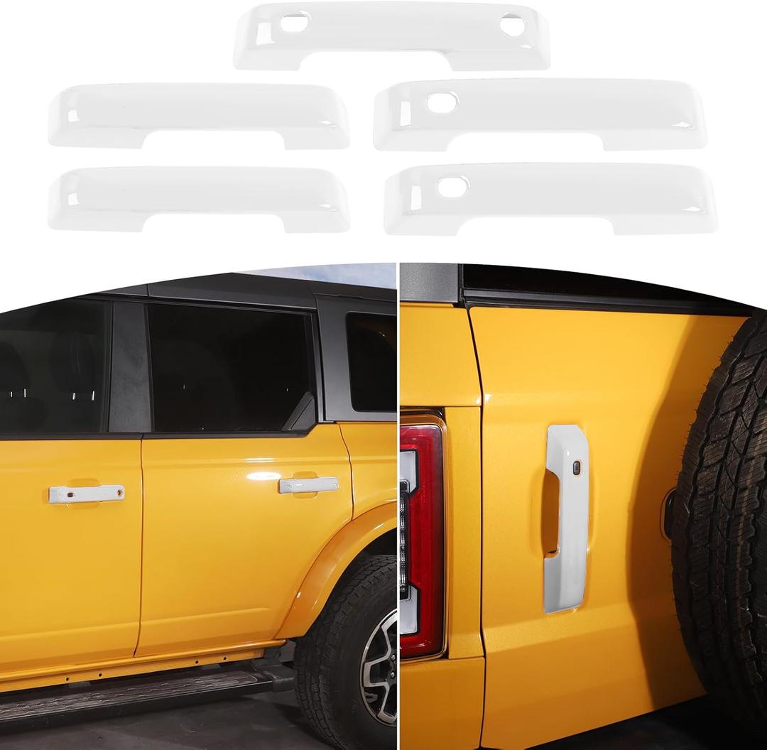 for Bronco Door Handle Cover Trim Fit for Ford Bronco 2021 up White Exterior Accessories 5pcs