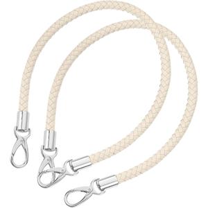 uxcell Leather Purse Strap, 2Pcs 60cm/23.62" Short Leather PU Braided Purse Replacement Handle with Metal Buckles for Underarm Bags, Handbags (Beige Strap + Silver Clasp)