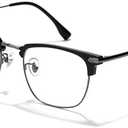 ZanyLen Blue Blocker Glasses for Men Metal Browline Computer Gaming Glasses With Blue Ray Filter (Gunmetal/Black TR90 Eyeglasses)