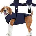 Nanaki Dog Surgery Recovery Suit-Body Suits After Surgery, Dog Spay Recovery Suit Female Male Neuter, Abdominal Wounds Bandages, E-Collar Alternative Prevent Licking, Soft Protective Pet Pajamas,  L(Back Length: 15.7"), Navy