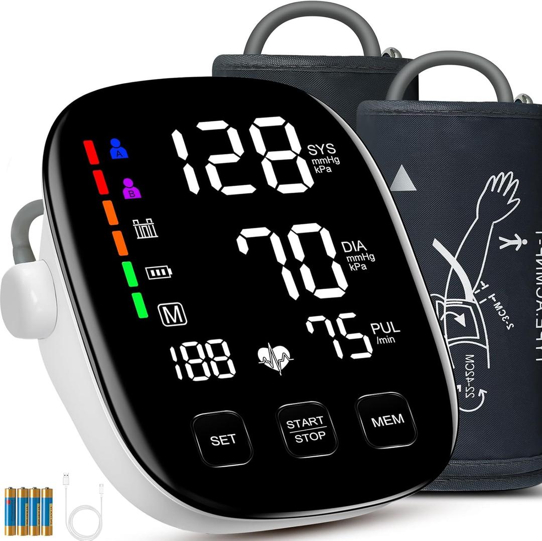Blood Pressure Monitors for Home Use, 917'' & 1321'' Extra Large Blood Pressure Cuff Upper Arm Blood Pressure Machine, 6 in Large LED Backlit Display, USB Cable & Batteries Included
