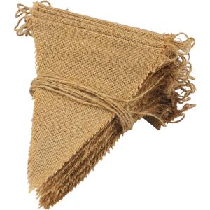 GCQQ Burlap Banner Pre-Strung, 65Ft 60 Pcs Burlap Pennant Banner, Blank Burlap Banner, 5"x6.5" Customizable Burlap Banner for Holidays, Wedding, Baby Showers, Birthday Decoration (Brown)