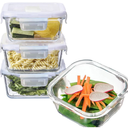 R.repad yay 2 Cup Square Glass Food Storage Containers, Small Square Storage Containers With Airtight Lids Leakproof, BPA free 16oz Glass Meal Prep Bowls, Dishwasher, Microwave, Freezer Safe (White)