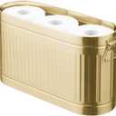 mDesign Large Steel Free Standing Toilet Paper Organizer, 6-Roll Tissue Storage Holder Container for Bathroom Floor, Fits Under Sink, Vanity, Shelf, In Cabinet, or Corner Oscar Collection - Soft Brass