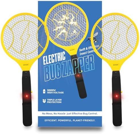DEVOGUE® Pack of 2 Electric Fly Swatter Bug Zapper Operated with 2 * AA Batteries Flies Killer Indoor & Outdoor Pest Control Mosquito Zapper and Insect Catcher Racket (Packing May Varies)