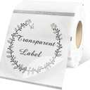 2" Round Transparent Thermal Label Stickers,Self-Adhesive Direct Thermal Labels,300 Sheets with Perforation Line in ROLL (Clear)