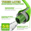 Heavy Duty Garden Hose 5/8 Inch x 150ft - Kink Resistant Lightweight Hybrid Hose, Leak Proof Rustproof Water Hose for Outdoor Watering