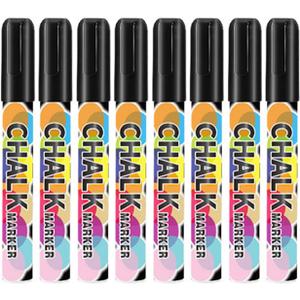 8Pcs Erasable Chalk Pen 6mm Reversible Tip Washable Chalkboard Marker for Blackboard Ceramics Window Glass Jar